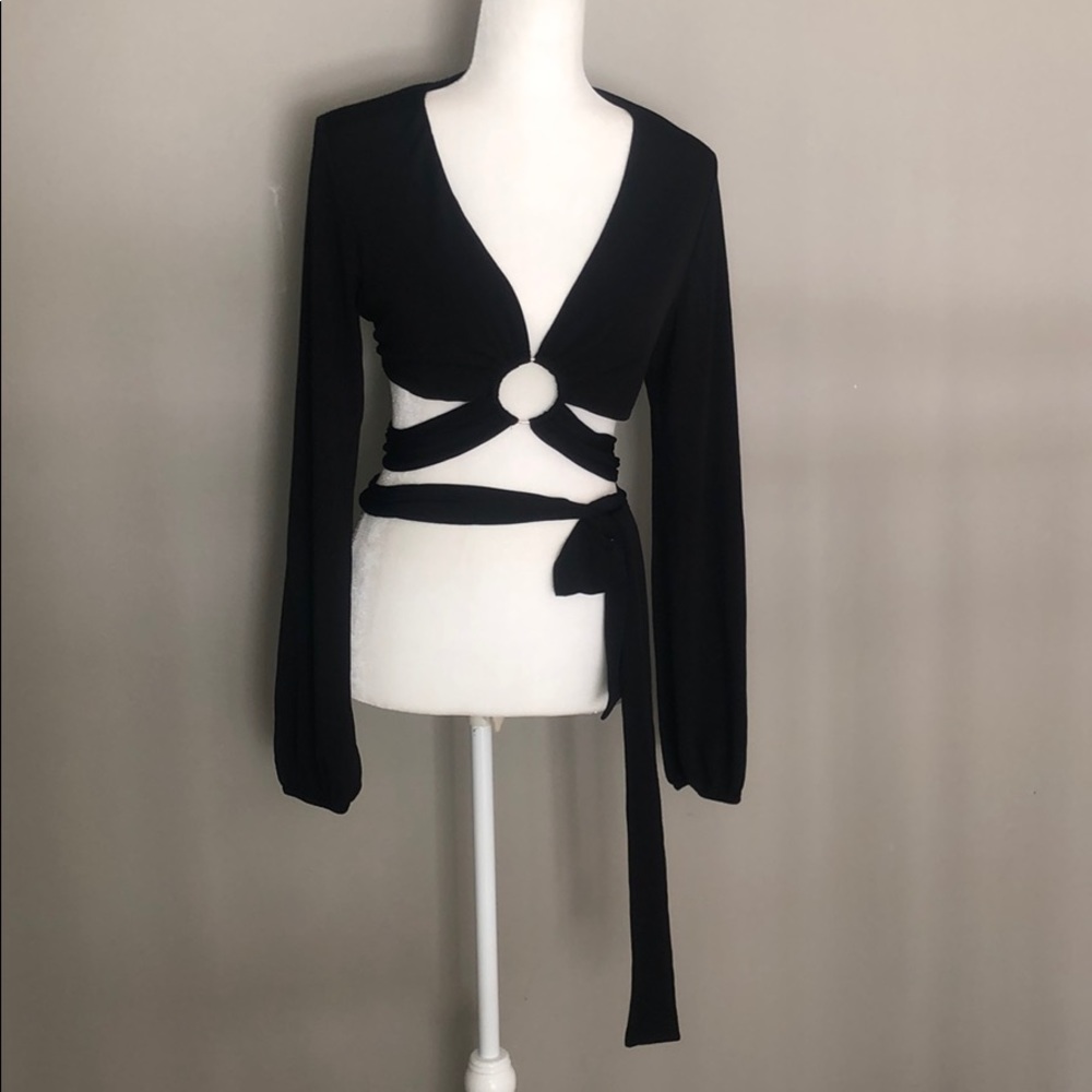 *NWOT* Last to Leave Black Tie Top